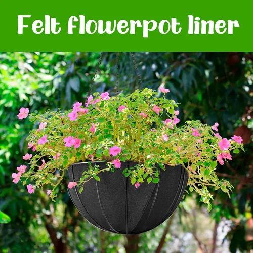 Miniatura 7 de Adnee 4 piezas de 16 pulgadas de tela para macetas de flores de fieltro, cesta colgante de fibra para jardín, maceta colgante de pared, maceta