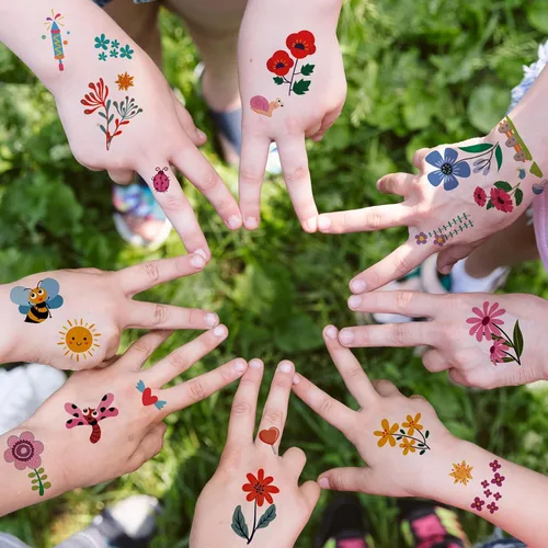Miniatura 2 de Tatuajes temporales de flores para niños y niñas, 10 hojas falsas, impermeables, lindas calcomanías de tatuaje pequeñas para niños, regalos