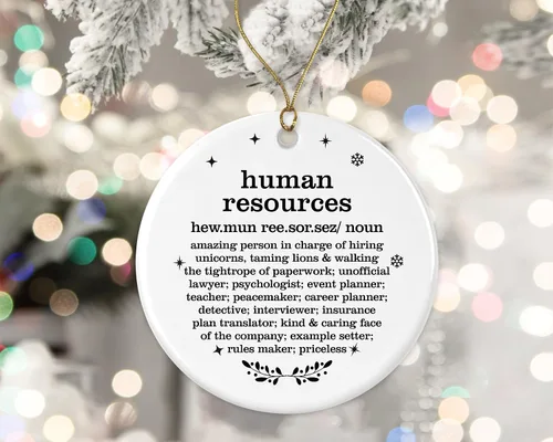 Miniatura 2 de Adorno de Navidad de recursos humanos, regalo de diccionario de definición, mejor HR nunca, regalo de jubilación, impreso en un lado
