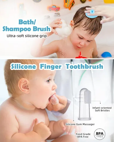 Miniatura 4 de Lictin - Kit de cuidado y salud para bebés, kit de cuidado de la salud de seguridad para recién nacidos con cepillo para el cabello, peine, Azul bebé