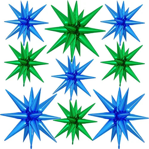 Miniatura 15 de 9 piezas de globos de estrella beige, grandes globos de papel de aluminio en forma de estrella en explosión, globos de Mylar en punta color crema