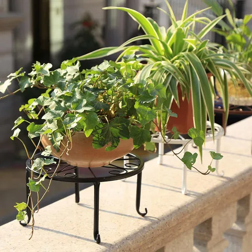 Miniatura 8 de Tosnail Paquete de 4 soportes de metal para plantas, estante de soporte para macetas, soportes para macetas, soporte para macetas de hierro