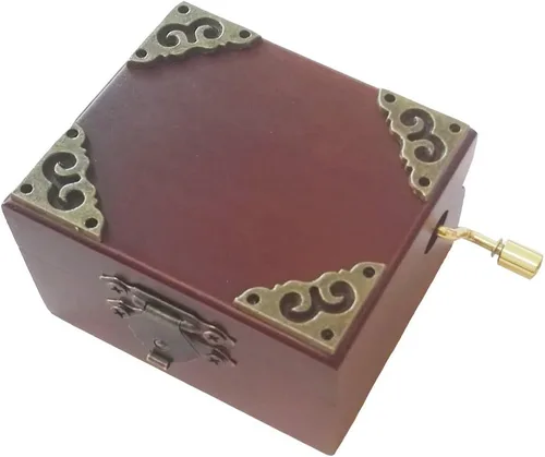 Miniatura 4 de FnLy Caja musical de madera con manivela de encaje antiguo de 18 notas con movimiento chapado en oro, caja de regalo de música, caja de música You