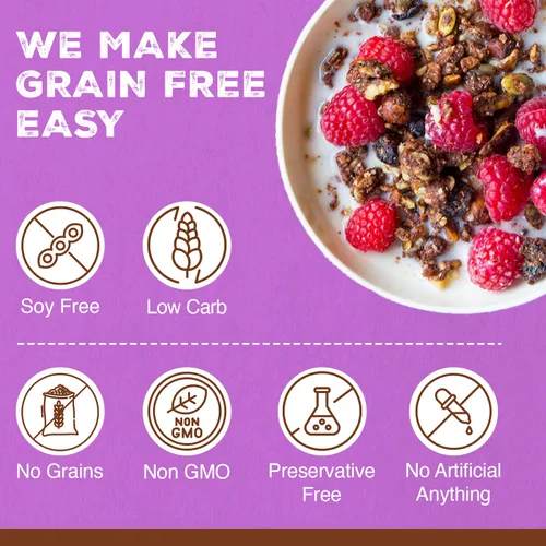 Miniatura 4 de Paleonola Chocolate Fix Granola sin granos, bolsa resellable de 10 onzas (paquete de 3), granola paleo sin grano mezclada con arándanos secos