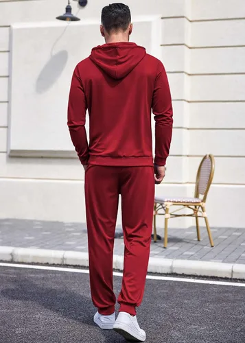 Miniatura 3 de COOFANDY Conjunto deportivo de 2 piezas de manga larga para hombre, conjunto casual con capucha
