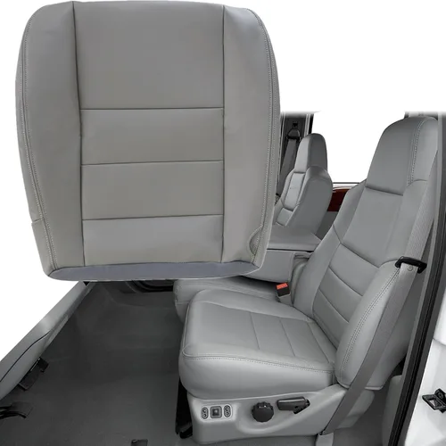 Miniatura 8 de GXARTS Funda de Asiento de Cuero Inferior del Lado del Conductor Gris Pedernal Mediano Compatible con Ford F250 F350 F450 F550 Lariat XLT 2002 2003