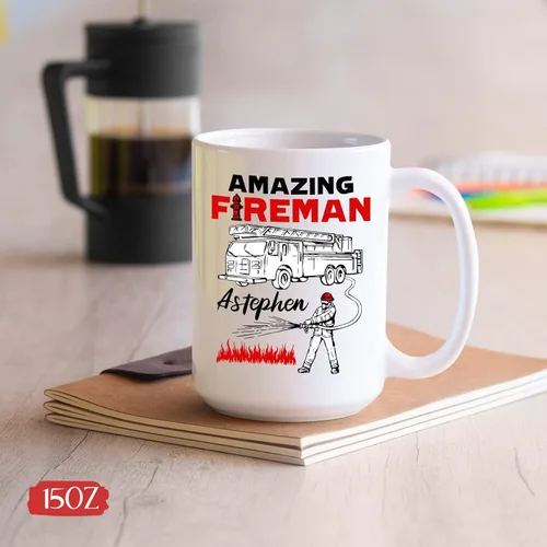 Miniatura 5 de Increíble taza de bombero Taza de café personalizada de bombero Taza de bombero personalizada idea de regalo para bombero Taza de bombero