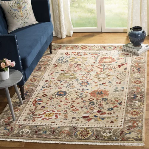 Miniatura 18 de SAFAVIEH Kashan Collection - Alfombra de área de 2 x 3 pies, color beige y gris pardo, diseño oriental tradicional, no desprende pelusa y de fácil
