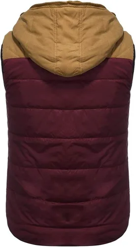 Miniatura 62 de WENKOMG1 Chaleco con capucha con doble cremallera para hombre, abrigo de color sólido, abrigo cálido y grueso, sin mangas, chaqueta suelta