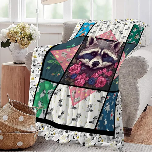 Miniatura 4 de Manta de mapache lindo, manta de mapache ultra suave y acogedora manta de forro polar para regalo, manta de felpa mullida para niños, adolescentes
