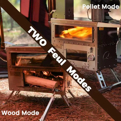 Miniatura 4 de GREEN STOVE Estufa de pellets con horno, estufa de leña portátil para exteriores, cocina, senderismo, estufa de tienda caliente con construcción