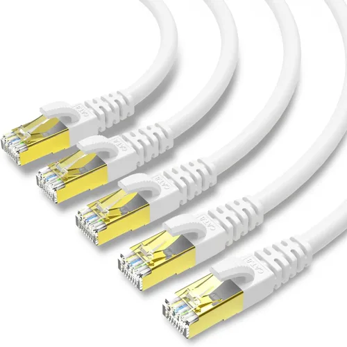 Miniatura 10 de Cable Ethernet CAT 8 blindado SFTP para red de Internet, cables LAN de alta velocidad resistentes con conector RJ45 chapado en oro, profesional