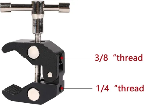 Miniatura 3 de Abrazadera súper con rosca de 1/4 y 3/8 para fotografía, monitor de cámara, luz LED, paraguas, placa de vidrio, barras transversales, ganchos
