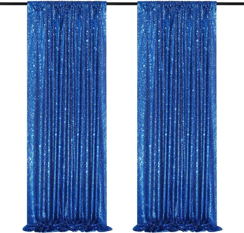 Miniatura 48 de Telón de fondo de lentejuelas moradas 2 paneles 2FTx8FT con purpurina telón de fondo cortinas para fiesta de Halloween fondo de fotos para bodas