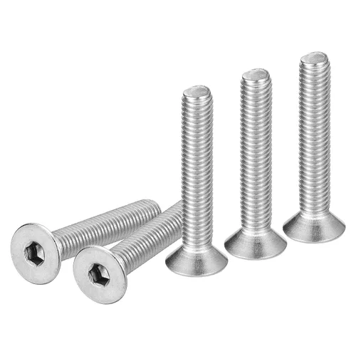 DTGN Tornillos de cabeza plana M5-0.031 x 1.181 in, paquete de 50 tornillos de cabeza plana de acero inoxidable 304, rosca completa, pernos