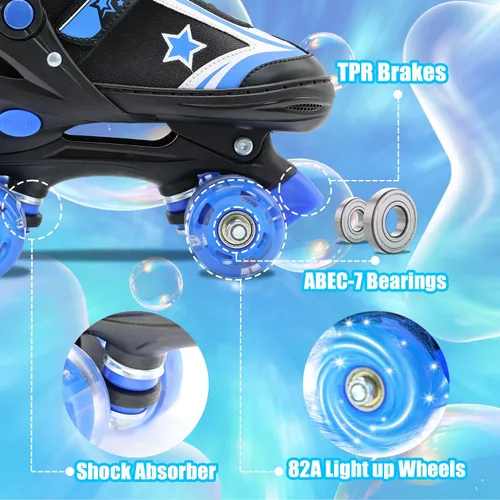 Miniatura 5 de Patines de ruedas para niños y niñas con ruedas iluminadas Zapatos de patines de tamaño ajustable para jóvenes y mujeres de 5 a 8 años y 8 a 12