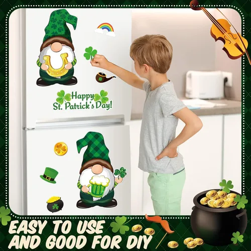 Miniatura 6 de Sratte 9 piezas de gnomos navideños para refrigerador, imanes para puerta de garaje, calcomanías de gnomos de verano, decoraciones para el hogar