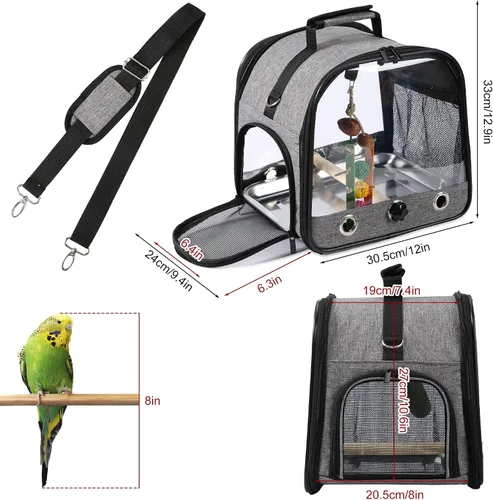 Miniatura 2 de Bolsa transportadora de pájaros jaula de viaje para pájaros con soporte, transportador de pájaros pequeño para loro, bolsa de viaje portátil