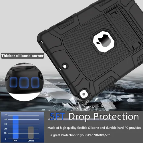 Miniatura 2 de Funda para iPad de 7ª/8ª generación, funda para iPad 10.2, híbrida, resistente, a prueba de golpes, funda de protección contra caídas construida
