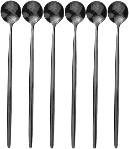 Miniatura 16 de Cubertería de acero inoxidable 304 de cobre de mango largo Cucharas de té de helado Cucharas de mezcla Vajilla Vajilla Servicio de cocina Juego