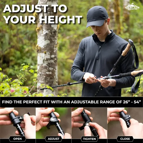 Miniatura 3 de Cascade Mountain Tech Bastones de senderismo de aluminio ligeros de grado aeronáutico con agarre extendido y kit de punta Azul claro
