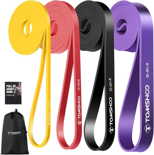 Miniatura 9 de TOMSHOO Juego de bandas de resistencia, 4/5 piezas de bandas de entrenamiento de ejercicio de fitness con bolsa de almacenamiento, anclaje