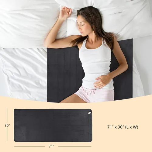 Miniatura 9 de Giantex Protector de colchón eléctrico con calefacción, calentador de cama de 71 x 30 pulgadas con 5 niveles de calefacción, temporizador de 8