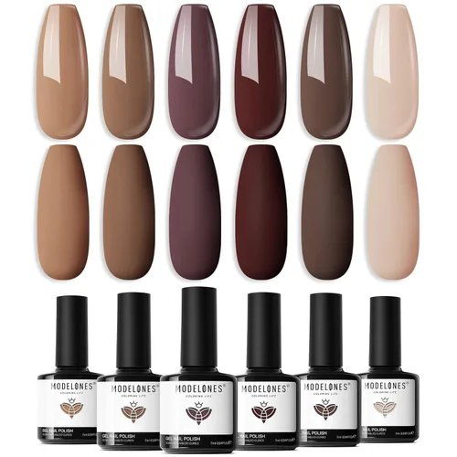 Miniatura 31 de modelones Juego de esmalte de uñas de gel, 0.5 onzas líquidas, base sedosa mejorada y capa superior extra brillante, transparente, no se limpia