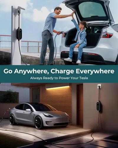 Miniatura 5 de Ecogenix Cargador móvil Tesla de nivel 1/2, cable de carga portátil para el hogar de 16A/110V-240V para Modelo 3/Y/S/X, amperaje ajustable, apto