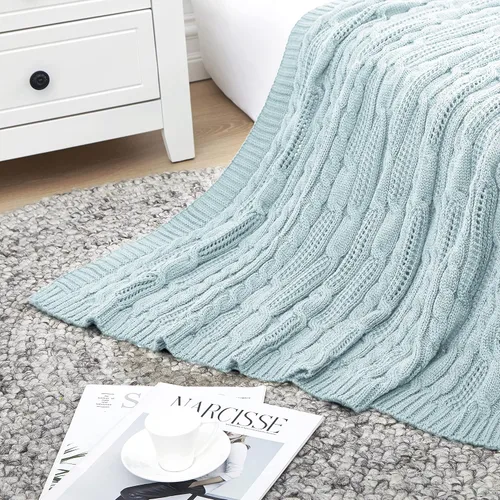 Miniatura 3 de Aormenzy - Mantas de punto trenzadas de 50 x 60 pulgadas, manta suave, acogedora y ligera, manta de acrílico lavable a máquina, manta decorativa