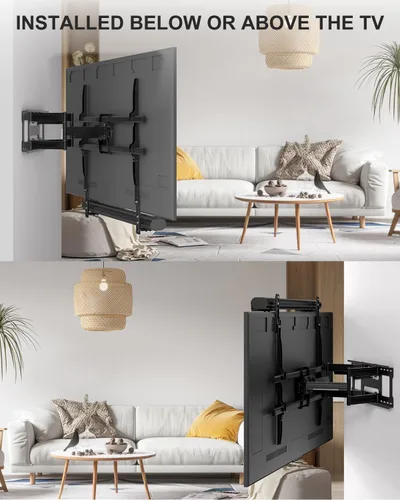Miniatura 8 de WALI Soporte universal para barra de sonido para TV, soporte resistente para montaje por encima o debajo de la pantalla, longitud de hasta 16.7