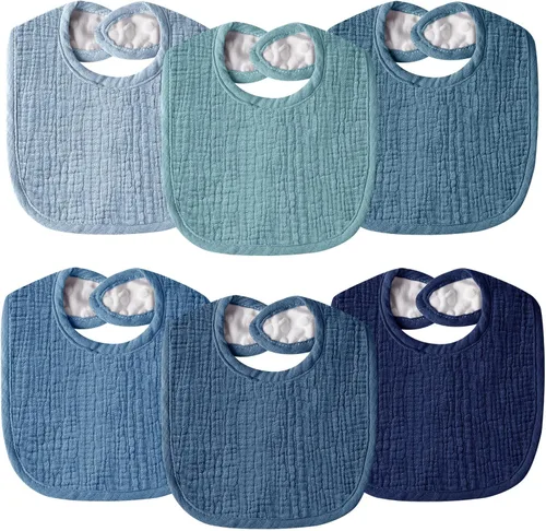Miniatura 17 de Baberos de muselina para bebés para niños y niñas, baberos de algodón para babeo, baberos ajustables para recién nacidos para babeo y dentición