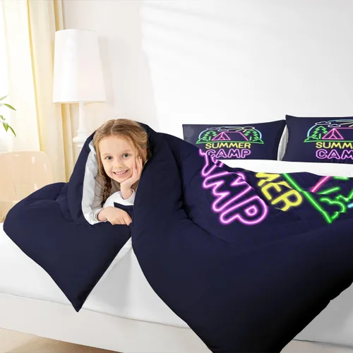 Miniatura 65 de Juego de Edredón para Acampar Feliz para Niños Tamaño Individual, Juego de Ropa de Cama Rústica de Aventura de Granja y Cabaña, Decoración