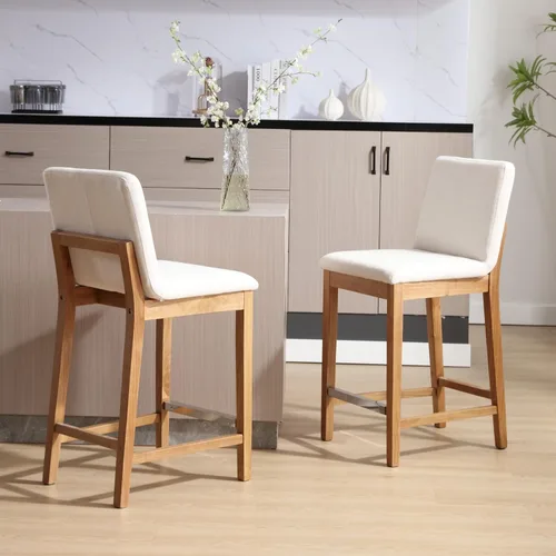 Miniatura 11 de Kmax Juego de 2 taburetes de bar de 26 pulgadas de altura de mostrador, taburetes tapizados para encimera de cocina con soporte trasero, taburetes