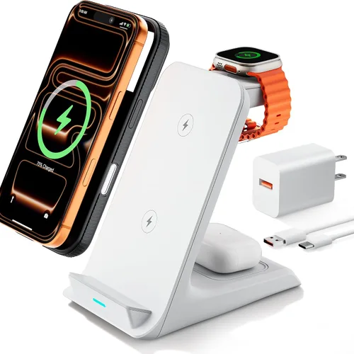 Miniatura 9 de Eazpower Cargador inalámbrico para fundas gruesas de 0.394 in/Otterbox/resistente, base de carga 3 en 1 para iPhone 17 16 15 14 Pro Max, estación