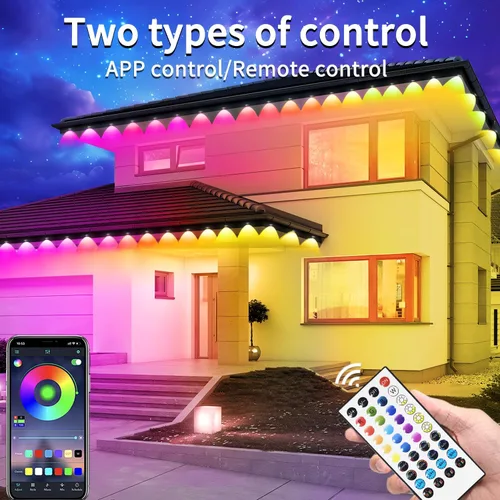 Miniatura 2 de Luces permanentes para exteriores de 200 pies para casa, impermeables, luces LED RGB inteligentes, luces permanentes para exteriores