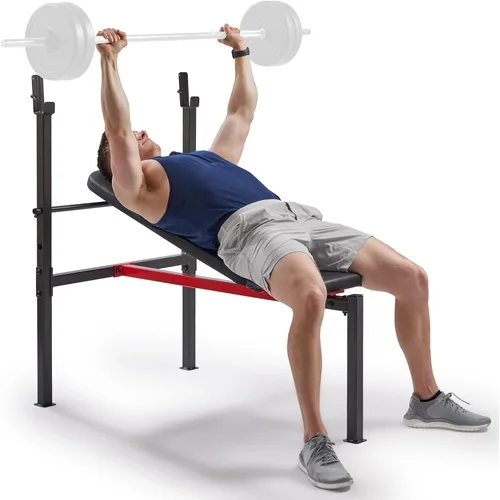 Sunny Health & Fitness Multi-Function Adjustable Weight Bench with Squat Rack & Barbell Rack, Full Body Strength Training Equipment for Home Gym
