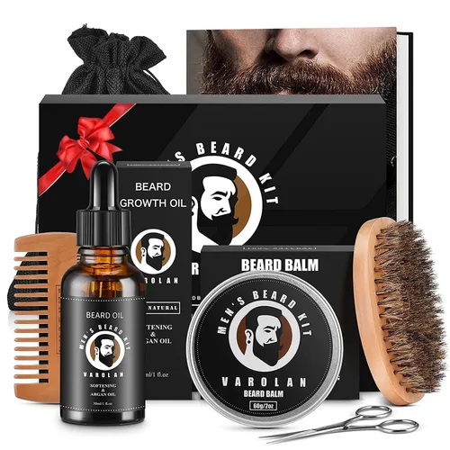 Miniatura 7 de Kit de Crecimiento y Aseo de Barba Varolan - Aceite de Crecimiento (2Oz), Bálsamo, Peine, Libro Electrónico, Bolsa de Almacenamiento, Juego