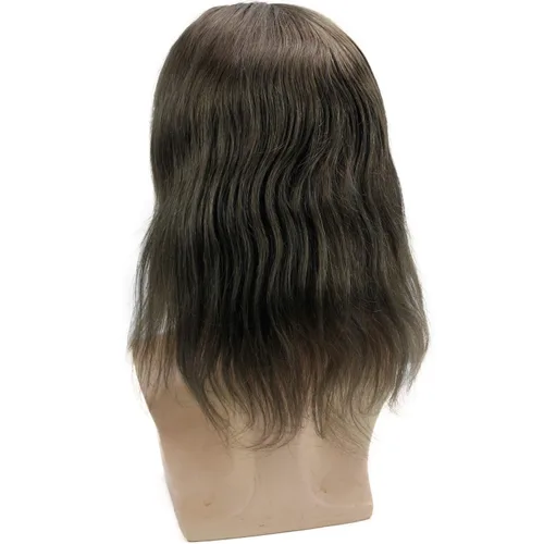 Miniatura 4 de Pelo largo de 12 pulgadas para hombre, extensiones de pelo de 10 x 8 pulgadas para hombres, sistema de reemplazo de cabello humano virgen 100%