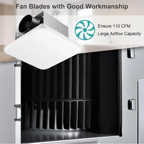 Miniatura 4 de JOEAONZ Extractor de Baño 110CFM con Diseño de Rejilla Oculta, Sistema de Ventilador de Ventilación de Techo Silencioso Ultra 1.0 Sones - Extractor