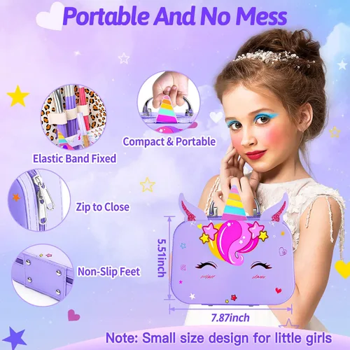 Miniatura 5 de Kit de maquillaje para niñas pequeñas, maquillaje de simulación para niños, juego de maquillaje de princesa, juguete para niños, juego de cosméticos