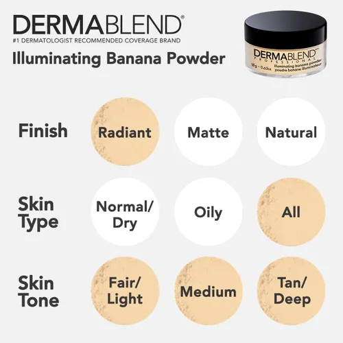 Miniatura 5 de Dermablend Polvo de ajuste suelto, polvo facial de maquillaje y polvo de acabado para tonos de piel claros, medianos y bronceados
