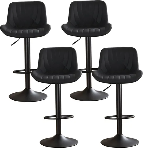 Miniatura 10 de Juego de 2 taburetes de bar modernos y giratorios ajustables con respaldo, asientos acolchados de piel sintética, sillas de isla de cocina para Gris