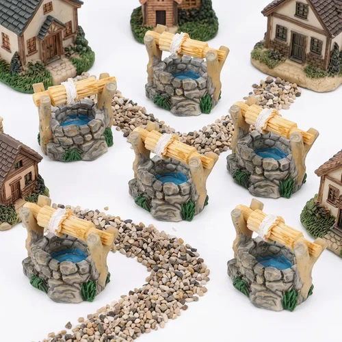 Miniatura 3 de BESPORTBLE Juego de 24 figuras de pozo de agua en miniatura: accesorios de jardín de hadas para decoración de micro paisajes, kit de adornos de pozo