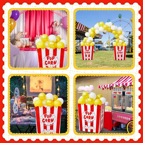 Miniatura 7 de Caja gigante de palomitas de maíz con bomba de globos y globos, soporte de exhibición de palomitas de maíz, decoración para noche de cine