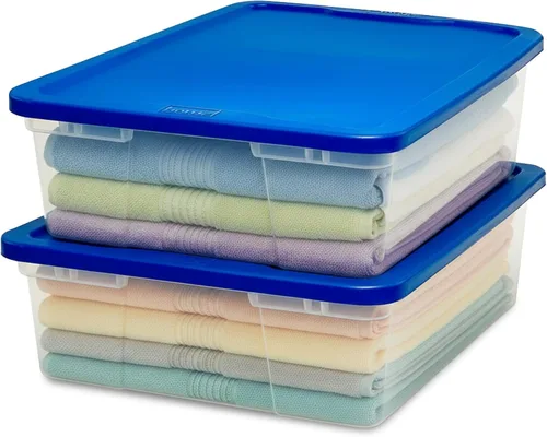 Miniatura 20 de HOMZ - Paquete de 10 contenedores Snaplock, pequeños organizadores de plástico transparentes con tapas, 6 cuartos de galón, azul - Cajas Tapa azul
