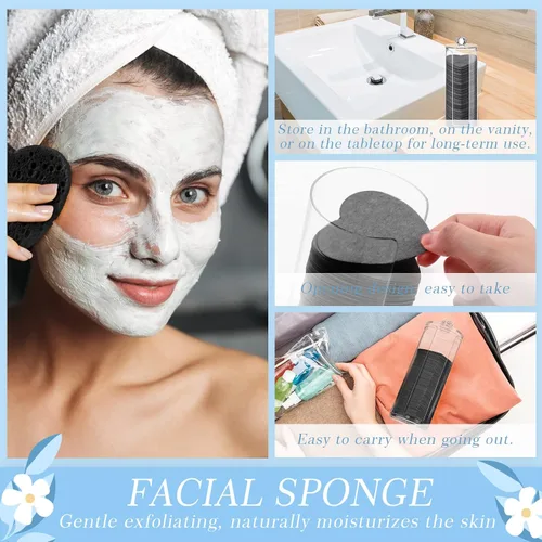 Miniatura 3 de Sieral 120 piezas de esponjas faciales comprimidas con contenedor, almohadillas desechables para la limpieza del rostro, exfoliación, uso estético