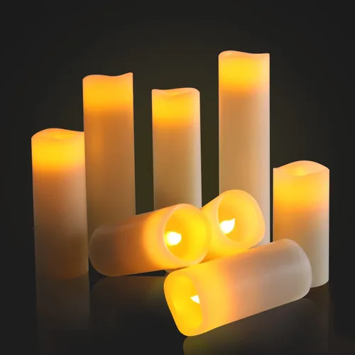 Miniatura 2 de Juego de 9 velas LED sin llama, funciona con pilas, 4, 5, 6, 7, 8, 9 x 2.2 pulgadas de profundidad, velas eléctricas LED de cera real parpadeantes