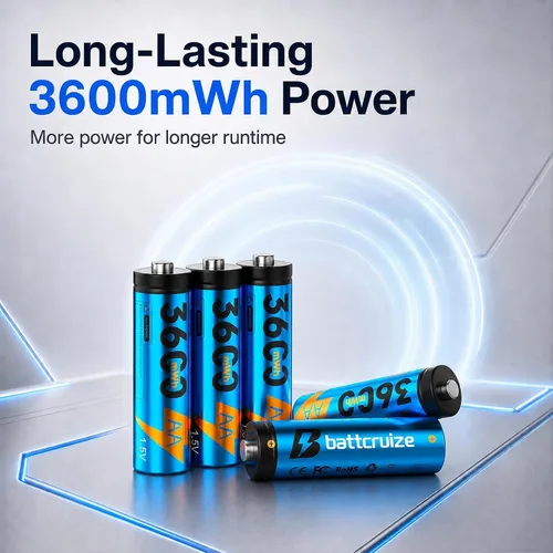 Miniatura 2 de Paquete de 12 Baterías Recargables de Litio AA con Cargador Inteligente de 12 Ranuras, 3600mWh 1.5V Baterías de Litio AA de Voltaje Constante