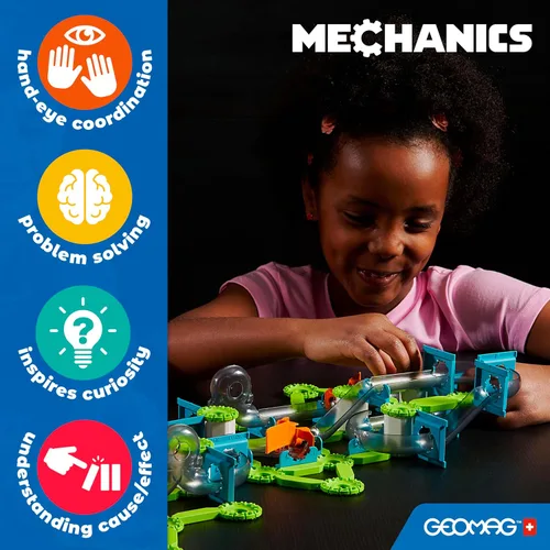 Miniatura 9 de Geomag Gravity Classic Mechanics - Juguetes magnéticos para niños a partir de 8 años, 153 imanes educativos STEM para niños, bloques magnéticos